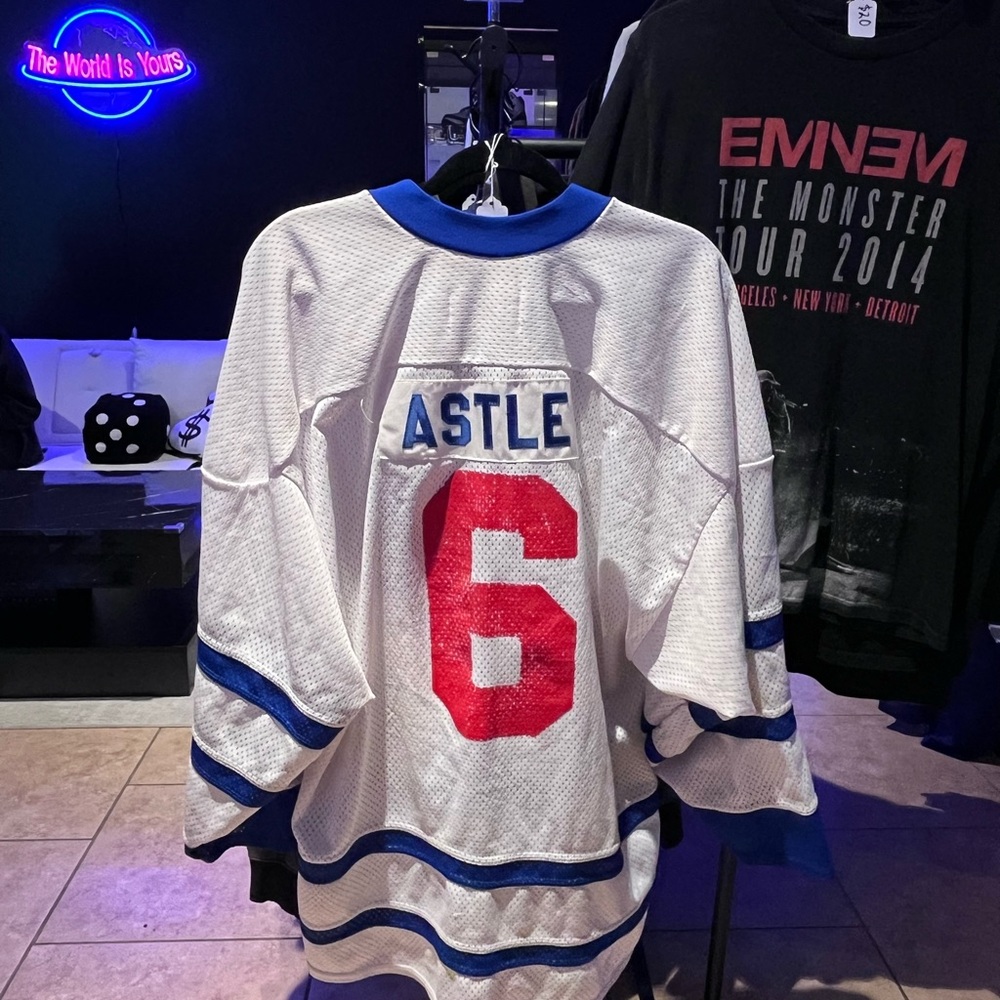 vintage white hockey jersey ASTLE #6